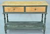 Kevin John Wheeler tiger maple server with two drawers, ht. 33 in., lg. 48 in., top: 19" x 42"