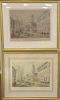 Three New York themed lithographs to include St. Paul's Church Broadway New York 1831 along with two "Wall Street in 1829" colored lithographs. Proven