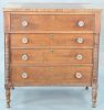 Sheraton four drawer chest with tiger maple drawer fronts, circa 1840. ht. 45 in., wd. 42 in.