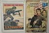 Eight original American WW1 posters to include "Remember Belgium Buy Bonds Fourth Liberty Loan," "Go Over the Top U.S. Marines," Workers YMCA, Hey Fel