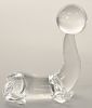 Steuben sea lion with ball figural crystal sculpture, signed Steuben. ht. 7 in.