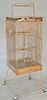 Copper parrot cage with perch. ht. 66 in., top: 20" x 20"