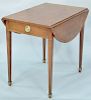 Baker mahogany inlaid drop leaf table. ht. 28 in., top open: 28" x 30"