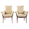 Pair of Upholstered Mahogany Arm Chairs