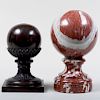 Continental Patinated Bronze Finial and a Marble Finial