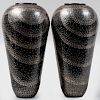 Pair of Jean Dunand Style Mixed Metal Vases