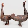 Two Carved and Polychrome Decorated Indonesian Geese