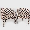 Pair of Zebra Print Calf Skin Tub Chairs