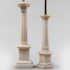 Two Alabaster Columnar Lamps