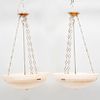 Pair of Neoclassical Style Alabaster Ceiling Lights