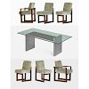 VLADIMIR KAGAN Cubist dining table and chairs