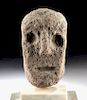 Maya Carved Basalt Mask, Skull-Like Appearance