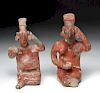 Pair of Jalisco Pottery Seated Female Sheepface Figures