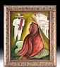 Framed Early 20th C Mexican Painting, Indigenismo Theme