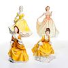 4 ROYAL DOULTON FIGURINES, PRETTY LADIES IN YELLOW