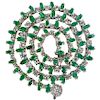White Gold Diamond and Emerald Riviere Necklace 8.95 Carat