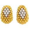Italian 18 Karat Yellow Gold and 1.6 Carat Diamond Clip-On Earrings