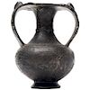 Etruscan "Bucchero" Black Ware Two Handle Vase