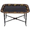 Early 19th Century Black Lacquer Papier MachÌ© Tray Table with Stand