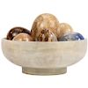 Six Hardstone Eggs in an Alabaster Bowl