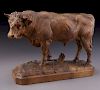 Black Forrest carved wood bull,