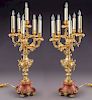 Pr. French ormolu and marble candelabra,