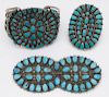 3 Pcs. Zuni Indian silver and turquoise jewelry