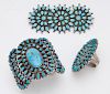 3 Pcs. Zuni Indian silver and turquoise jewelry