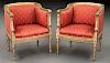 Pr. French Empire style giltwood chairs,