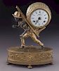 French patinated & gilt bronze figural clock,