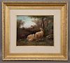 Franz Xaver Stahl "Group of Sheep" oil on canvas.