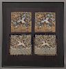 (4) Framed Chinese Qing embroidery Mandarin badges