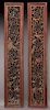 Pr. Chinese antique carved wood couplets,