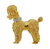18K Gold Diamond Poodle Dog Brooch Pin