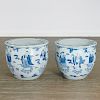 Pair Chinese blue and white porcelain jardinieres