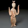Chinese painted pottery figure of a dancer