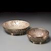(2) Elaborately pierced Chinese silver bowls
