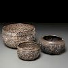 (3) Burmese/Thai silver offering bowls