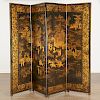 Nice Chinese Export gilt lacquer 4-panel screen