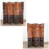 Chinese 10-panel lacquered, carved hardwood screen