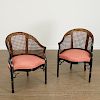 Pair Regency style faux bamboo bergeres