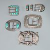 (5) Navajo and Zuni old pawn silver buckles
