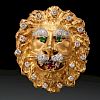 Hammerman Bros. 18k gold, gemstone lion brooch