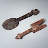 (2) "oshe shango" Janus dance wands, ex-museum