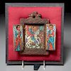 Ethiopian painted wood icon triptych, ex-museum