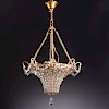Italian gilt metal basket chandelier