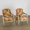 Pair Louis XVI style painted wood fauteuils