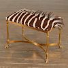 Directoire style brass zebra hide bench
