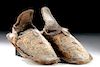 12th C. Moroccan Berber Leather & Silk Shoes (pr)