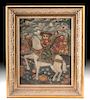 Framed 19th C. Painting of Santiago the Moor Slayer